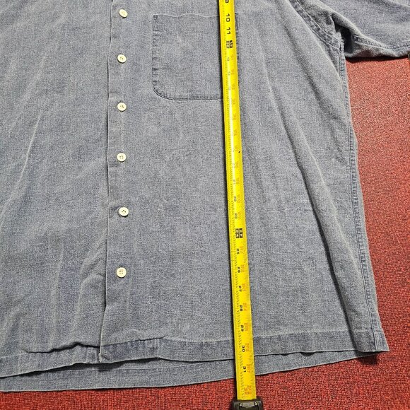 Vintage 90s J. Crew Oarsman Linen Blue Button-Up Shirt XL Lightweight Coastal - Picture 11 of 11